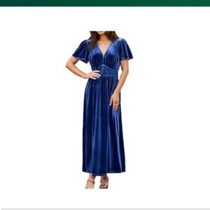 Elegant Blue Velvet Dress